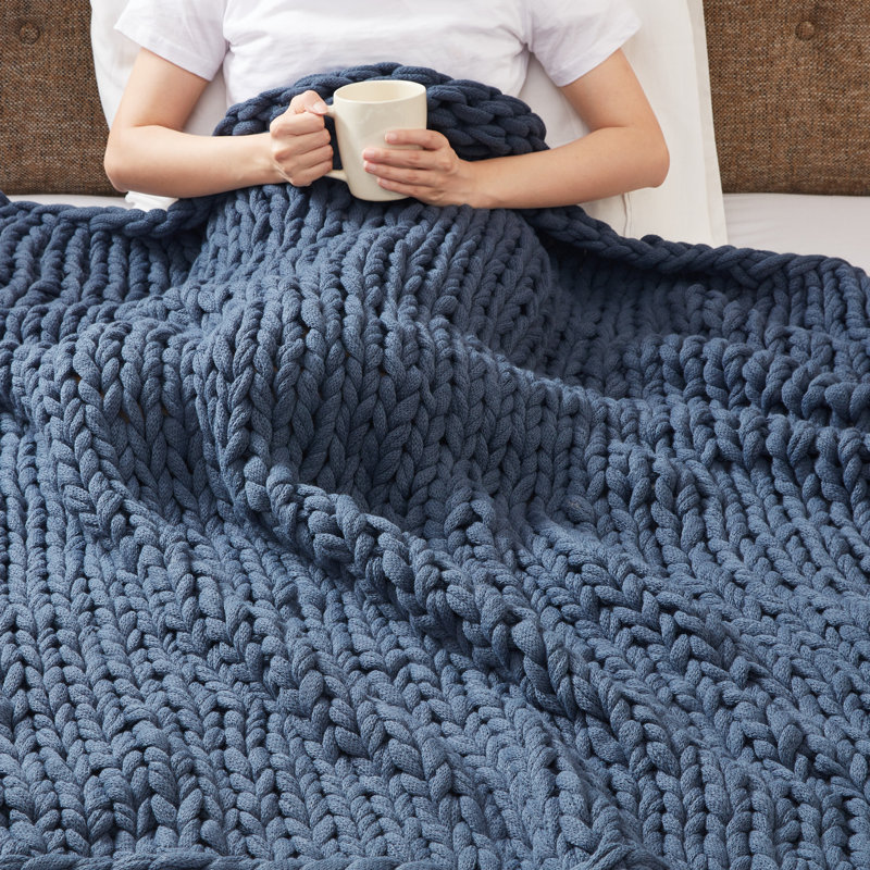 Madison Hand Made Chunky Double Knit Throw Blanket Blush